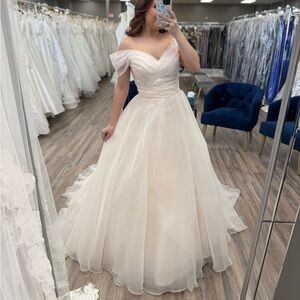 BRAND NEW Stella York Blush Off-Shoulder A-Line Wedding Dress